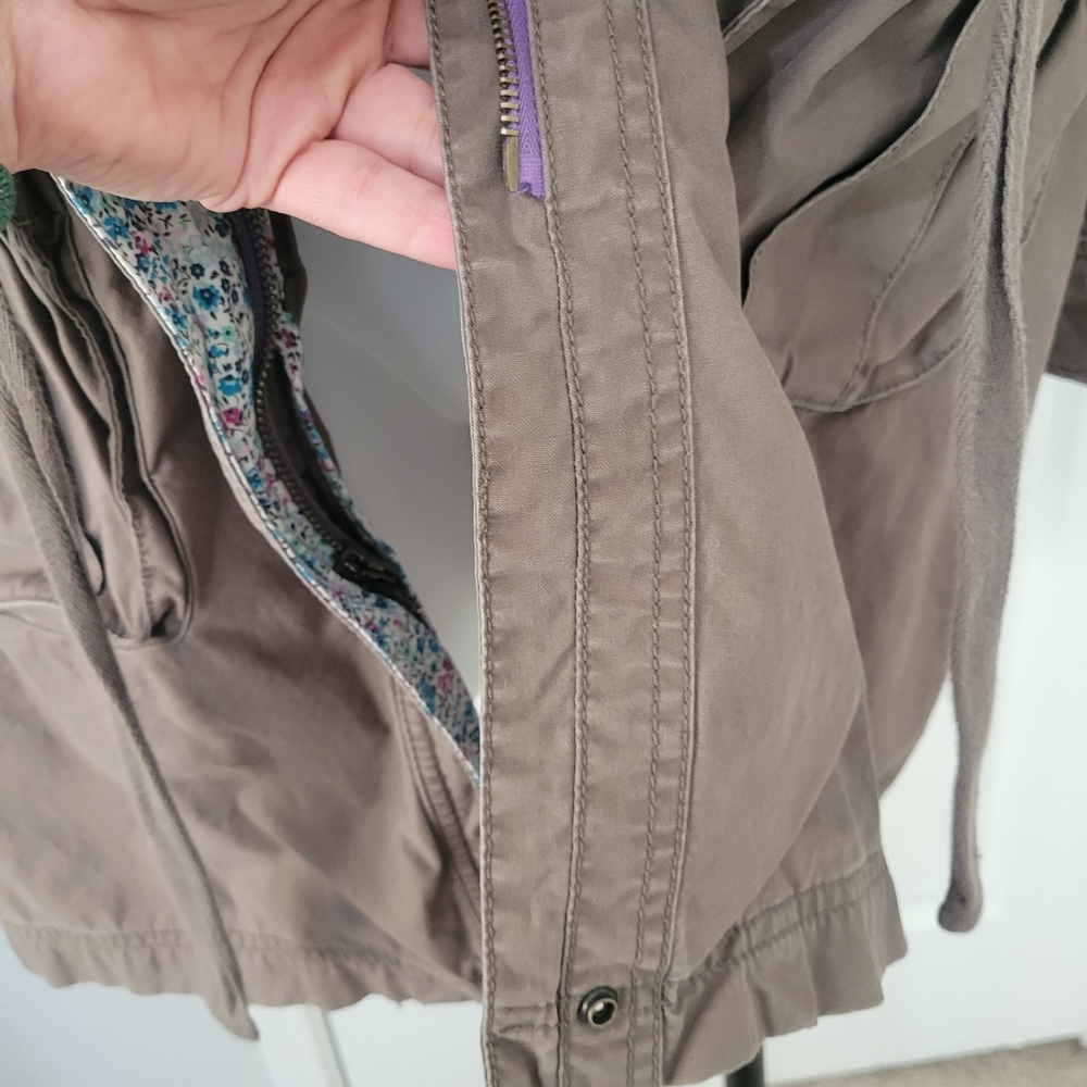 Old Navy Hooded Field Barn Jacket M Acorn EUC Long 100% Cotton - Picture 7 of 16